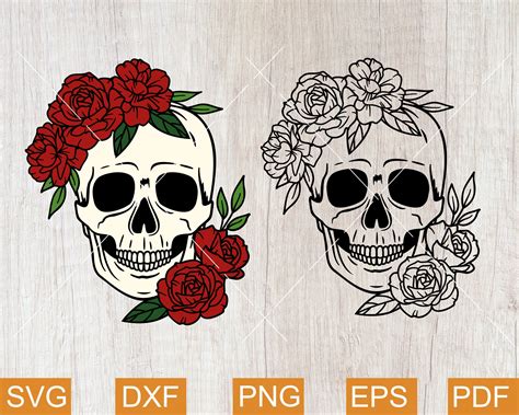Download 229+ Sugar Skull Roses SVG Cut Images